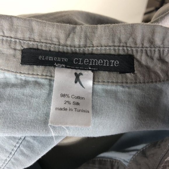 Elemente Clemente Gray Cotton Silk Button Up Long Sleeve Tunic Blouse Size Small - Picture 6 of 7